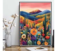 Diamond Painting Cactus Diamond Painting Adulte, Peinture Diamant Paysage Broderie Diamant 5D DIY Diamant Mosaik Strass Point de Croix Loisirs Créatifs pour Decoration Murale 30x40cm -ly2508267