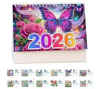 Diamond Painting Calendrier 2026, calendrier de l'Avent Diamond Painting Noël, peinture diamant Nouvel An, décoration de table, peinture diamant 2026, bricolage, cadeau de bureau (papillons)
