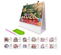 Diamond Painting Calendrier 2026, Diamond Painting Calendrier de table 2026 Peinture diamant Calendrier de table à poser Peinture diamant Noël Bureau Calendrier DIY Peinture diamant pour cadeau (A)