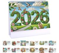 Diamond Painting Calendrier 2026 - Peinture diamant - Calendrier de l'Avent de Noël - Calendrier de table à poser soi-même - Peinture diamant - Calendrier de l'Avent 2026 pour cadeau (A)