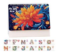 Diamond Painting Calendrier 2026 - Peinture diamant - Calendrier de table 2026 - Peinture diamant - Calendrier de peinture diamant pour travaux manuels, fête, cadeau, décoration de table (D)
