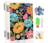 Diamond painting Carnet de Notes, Fleurs cosmiques, Peinture Diamant Cahier Spirale Fleurs de la forêt, Diamant Painting Cahier, Journal de poche ligné Bloc-notes pour le travail d'écriture 120 pages