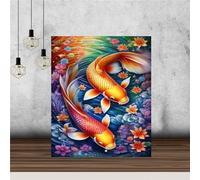 Diamond Painting Carpe colorée,5D Diamond Painting Kit Complet Adulte DIY Animal Broderie Diamant Peinture Cristal Strass Point de Croix Diamond Painting Home Murale Décor,90x110cm