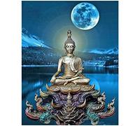 Diamond Painting Carré 40x50 cm Bouddha Perle Diamant DIY 5D Peinture Diamant Adulte Strass Carré Stickers Broderie Diamant Grand Format Point de Croix Autocollants Diamond Painting Paysage Lune
