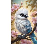 Diamond Painting carré Adulte Grand Format 40x90cm/16x36inch,5D Fleur d’oiseaux blancs Peinture Diamant,DIY diamond painting Broderie Kit Complet pour Adulte,Décoration d'entrée