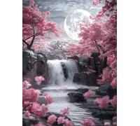 Diamond Painting cascade DIY Peinture Diamant Adulte,5D Diamond Art Kit Enfants Complet Strass Cristal Point Croix Broderie Peinture canevas pour Cadeau Femme, Murale Décoration 60x90cm Lune Z1-249