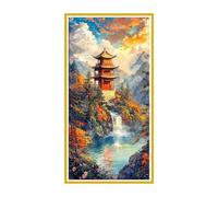 Diamond Painting Cascade loft, Diamond Painting Enfant, Broderie Mosaïque Diamant Activite Manuelle Adulte, 5D Bricolage Loisirs Créatifs Adultes Kit, Décoration Murale Salon Cadeaux 60x120cm r-565