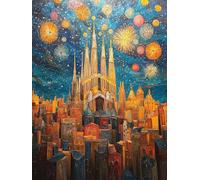 Diamond Painting Cathédrale de la Sagrada Familia, Diamond Painting Adulte 60x85cm, Peinture Diamant Strass Kit Broderie Paysage, Loisirs Créatifs Adultes, Peinture Diamant Kit Point de Croix ZSH00356