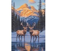 Diamond Painting Cerf Diamond Painting Adulte Montagne Loisirs Créatifs Adultes Accessoires Peinture Diamant, Strass Point de Croix Cristal Diamanta Broderie, pour Maison Décoration 35x55cm X-999