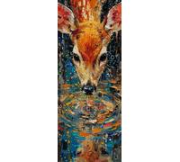 Diamond Painting Cerf, Rond Full Drill Peinture Numero Adulte Animal, Kit Broderie Canevas Kit Complet Adulte, Strass Cristal Art Peinture Diamant pour Decoration Maison Cadeau 70 x 180 cm Model-21728