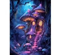 Diamond Painting Champignon Peinture Diamant Adulte, 5D Broderie Diamant Arbre Diamond Painting Enfant Bricolage Cristal Point de Croix Tableau Strass Puzzle, Tableau Decoration Murale 80x110cm 2a-172