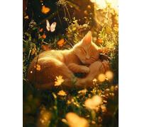 Diamond Painting Chat, 5D Kit Complet Diamond-Painting Fille, Loisirs Créatifs Adultes, DIY Canevas Enfants Débutant, Point de Croix Cristal Peinture Diamant, Décoration Maison de Noël 35x55cm Q-510