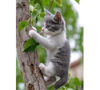 Diamond Painting Chat, 5D Kit Complet Diamond-Painting Les arbres, Loisirs Créatifs Adultes, DIY Canevas Enfants Débutant, Point de Croix Cristal Peinture Diamant, Décor Maison de Noël 35x55cm Q-518