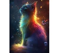 Diamond Painting Chat, Couleur Diamond Painting Adulte, 5D DIY Cristal Strass Point de Croix Peinture Sets, Peinture Diamant Kit Complet Enfant, pour comme Cadeau femmes décoratif 100x135cm 0U-556