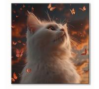 Diamond Painting Chat Diamond Painting Adulte, 5D Broderie Diamant Kit Complet 60x60 cm, Bricolage Peinture Diamant Strass Point de Croix Canevas Kit, Decoration Chambre, Cadeau Papillon 0b-1113