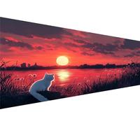 Diamond Painting Chat Diamond Painting Adulte Coucher Soleil Kit Broderie Enfant Loisirs CréAtifs Adultes Kit,5D Diy Point Croix Paintings,MosaïQue Pour Maison DéCoration,Cadeau Femme 40x90cm Q1-429