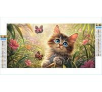 Diamond Painting Chat Diamond Painting Adulte Grand Format 60x120cm Papillon Broderie Diamant Accessoires Complet, 5D Peinture Diamant Art Crafts Point de Croix Peinture Kit, Decoration Maison G1-580