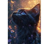 Diamond Painting Chat Diamond Painting Adulte Grand Format 60x80cm, 5D DIY Noir Peinture Diamant Adulte Kit Complet, Cristal Strass Point de Croix Kits pour Decoration Maison Chambre Murale, Model 811