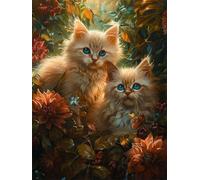 Diamond Painting Chat DIY Diamant Painting Kit Fleur Broderie Diamant Complet Peinture pour Adulte DéButants, avec Diamond Accessoires, Kit Mosaique pour Maison Décoration Murale 30x40 cm FG-484