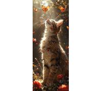 Diamond Painting Chat, Full Drill Peinture Numero Adulte Papillon, Kit Broderie Canevas Kit Complet Adulte, Strass Cristal Art Peinture Diamant pour Decoration Maison Cadeau Femme 70x180 CM Model17915