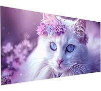 Diamond Painting Chat Peinture Diamant Adulte et Enfant DIY loisirs Créatifs Adultes Broderie Diamant kit Fleur Peintures Arts Diamond Painting Avec Accessoires, pour Decoration Maison 55x110 cm S-715