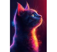 Diamond Painting Chat Peinture Diamant Animal Diamond Painting Adulte 5D DIY Broderie Diamant Point de Croix Cristal Strass Loisirs Créatifs Adultes pour Decoration Murale, Cadeau 90x120 CM -bby2507ZP