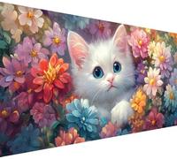 Diamond Painting Chat Peinture Diamant Mignon Diamond Painting Adulte Grand Format 60x120cm, 5D Diamant Strass Point de Croix Loisirs Créatifs Adultes Artisanat Kit, Decoration Murale Chambre,Model467