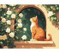 Diamond Painting Chat Peinture Diamant Rose Diamond Painting Adulte, 5D DIY Broderie Diamant Point de Croix Loisirs Créatifs Adultes Artisanat Kit pour Tableau Decoration Murale, 80x110 cm, Model 946