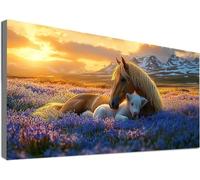 Diamond Painting Cheval, Broderie Diamant Grand Format 50x100cm, Diamond Painting Enfant Paysage, Canevas Kit Complet Adulte, 5D Bricolage Diamant Point de Croix, pour Murale Décoration Cadeaux C2-507