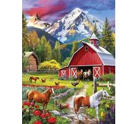 Diamond Painting Cheval Diamond Painting Adulte, Enfant, DIY 5D Ferme Diamond Painting Kit Complet, Square Diamant Strass Point de Croix Painting pour Murale Décoration, Cadeau Femme 50x70 cm 4-b