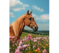 Diamond Painting Cheval DIY Peinture Diamant Adulte,5D Diamond Art Kit Enfants Complet Strass Cristal Point Croix Broderie Peinture canevas pour Cadeau Femme, Murale Décoration 80x100cm Ciel Z1-503