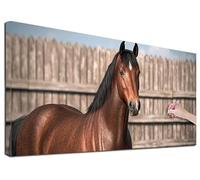 Diamond Painting Cheval, Peinture Diamant Adulte Ferme, 90x40 cm 5D Grand Diamond Painting Kit Complet, Diamant Strass Point de Croix Cristal Paintings, Kit Broderie pour Decoration Maison, Noel, R-51