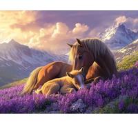 Diamond Painting Cheval, Peinture Diamant Montagne Diamond Painting Adulte Grand Format 130 x 100 cm, 5D DIY Broderie Diamant Point de Croix Loisirs Créatifs Adultes pour Decoration Maison -zjn25011XU