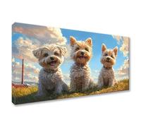 Diamond Painting Chien 5D Peinture Diamant Adulte Debutant Animal Broderie Diamant Kit Complet, Bricolage Adulte Strass Point de Croix Broderie Mosaique Art pour Décoration Maison 45x90cm Y0-680