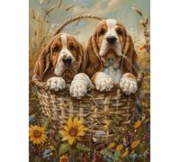 Diamond Painting Chien Diamond Painting Adulte Fleur, Peinture Diamant, Tableau Diamant Adulte Enfant Bricolage 5D Carré Strass Broderie Artisanat Kits Murale Décoration Cadeau Femme 80x100cm G-KR24