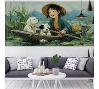 Diamond Painting Chien Diamond Painting Enfant Beauté Peinture Diamant pour Débutants,5D Strass Mosaique Puzzle Broderie Diamant Point de Croix Artisanat Tableau Kit,Decor Gift Femme 70x140cm CQ-537