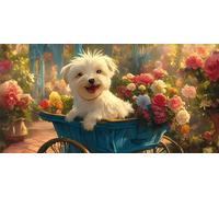 Diamond Painting Chien Diamond Painting Enfant fleur Activité Manuelle Adulte Mosaique Loisir Creatif 5D Broderie Diamant Kit DIY Canevas Enfant, Cadeau Fille 10 ans, Décoration Murale, 70x140cm s-75