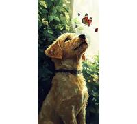 Diamond Painting Chien, Papillon Diamond-Painting Noel, Peinture Diamant Adulte Débutant, Activite Manuelle Adulte, Loisirs Créatifs Adultes, Diy Kit Complet Canevas, Maison Décoration 25x50cm W-200