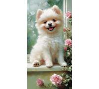 Diamond Painting Chien, rose Diamond-Painting Noel, Peinture Diamant Adulte Débutant, Activite Manuelle Adulte, Loisirs Créatifs Adultes, Diy Kit Complet Canevas Enfant, Maison Décoration 40x80cm W214