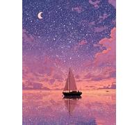 Diamond Painting Ciel éToilé, 5D Diamond Painting Adulte Bateau, DIY Activité Manuelle Adulte, 5D Diamant Point de Croix Kits, DIY Peinture Diamant Enfant Kits, Decoration Murale, 50x70cm 3-8169