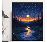 Diamond Painting Ciel éToilé Diamond Painting Adulte, Peinture Diamant ForêT Peinture Diamant Adulte 5D DIY Complète Cristal Strass Point de Croix Kit pour Decoration Murale, Cadeau 50x70cm -hjw25087J