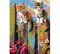 Diamond Painting Clôture Diamond Painting Adulte, 5D Peinture Diamant Chat Diamond-painting, Activité Manuelle Adulte, DIY Broderie Point de Croix Kit Complet, Décoration Chambre 30x40cm H5-403