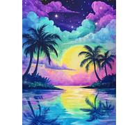 Diamond Painting Cocotiers 70x90cm Diamond Painting Enfant Océan, 2025 DIY Peinture Diamant Adulte Art Kit, Diamant Strass Point de Croix Cristal Tableau en Perles à Coller pour Décoration Q-1326T