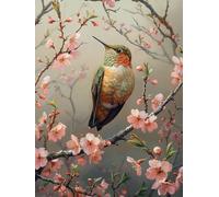 Diamond Painting Colibri Diamond Painting Adulte, Broderie Diamant Fleurs de Cerisier Peinture Diamant 5D DIY Strass Broderie Point de Croix Loisirs Créatifs pour Decoration Murale 20x30 cm -wyl25067U