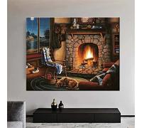 Diamond Painting Complet,5d Broderie Diamant, Cheminée Paysage 50x70cm Bricolage Diamant Peinture,Broderie Artisanal sur Tissu en Toile idéal pour Salon Chambre Décoration Autocollant mural