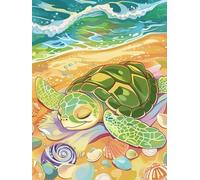 Diamond Painting Coquilles 5D Peinture Diamant Adulte Tortue Broderie Diamant Kit Complet DIY Gemme Point de Croix Artisanat Cristal Painting pour Adultes Débutants Maison Décoration 100x130cm F0-17