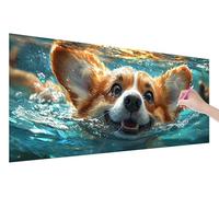 Diamond Painting Corgi, 5D DIY Chien Broderie Diamant Kit Complet, Peinture Diamant Artisanat Point de Croix Painting Kits pour Adultes, Loisirs Créatifs Adultes pour Décoration Maison 70x30cm E-39