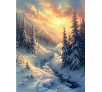 Diamond Painting Coucher De Soleil, 5D Diamond Painting Adulte ScèNe De Neige, DIY Activité Manuelle Adulte, Broderie Diamant Artisanat Strass Point de Croix Kit, Décoration Maison 100x130cm C-3730