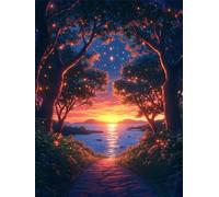 Diamond Painting Coucher De Soleil, Arbre Diamond Painting Adulte, 5D DIY Cristal Strass Point de Croix Peinture Sets, Peinture Diamant Kit Complet Enfant, Cadeau femmes décoratif 100x135cm 0U-555