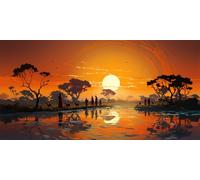 Diamond Painting coucher de soleil Diamond Painting Adulte Afrique 5D Peinture Diamant Kit Adulte,DIY Diamant Painting Kit Complet,Diamond Art Strass Point de Croix Painting,Décoration Murale 30x60cm